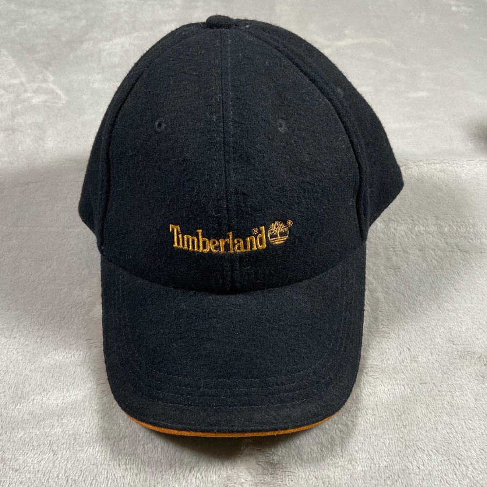 Vintage Timberland cap Wool black hat with leather strap NWOT